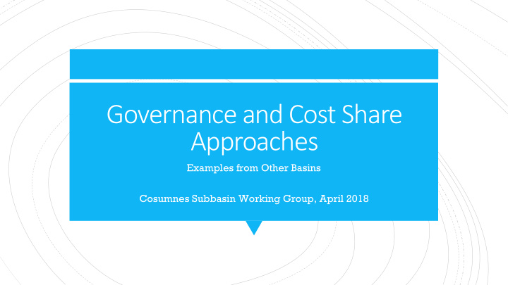 governance and cost share approaches