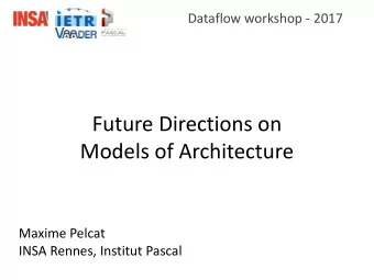 Future Directions on  Models of Architecture  Maxime Pelcat  INSA Rennes, Institut Pascal  System