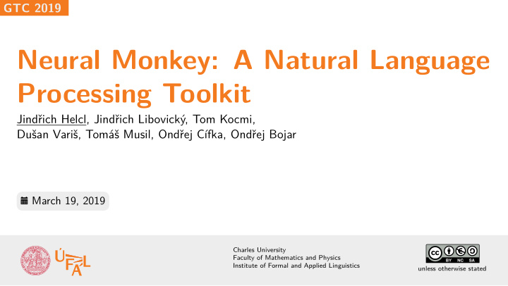 neural monkey a natural language processing toolkit