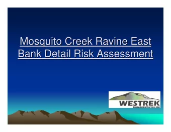 Mosquito Creek Ravine East  Mosquito Creek Ravine East  Bank Detail Risk Assessment  Bank Detail