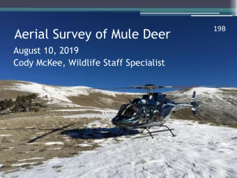 Aerial Survey of Mule Deer  August 10, 2019  Cody McKee, Wildlife Staff Specialist  Why Survey?