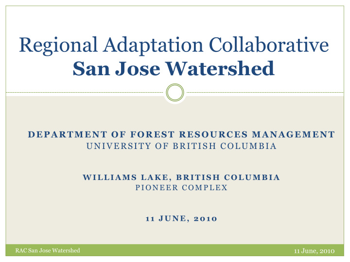 regional adaptation collaborative