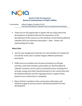 Muskrat Falls Development  Board of Commissioners of Public Utilities  Presentation:  Robert