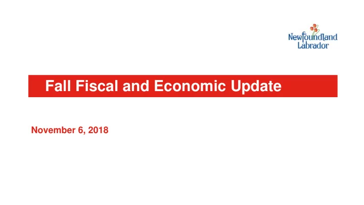 fall fiscal and economic update