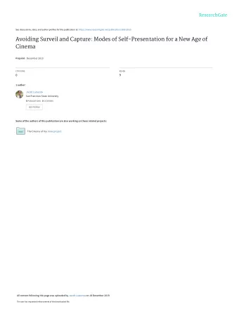 Avoiding Surveil and Capture: Modes of Self-Presentation for a New Age of  Cinema Preprint