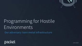 Programming for Hostile  Environments  Our adversary: bare metal infrastructure  June 2018 About Me