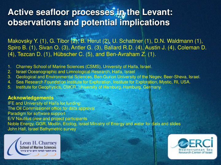 active seafloor processes in the levant observations and