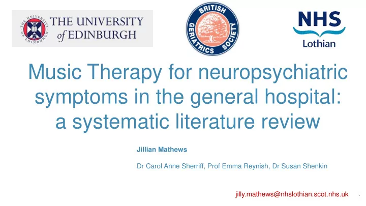 music therapy for neuropsychiatric symptoms in the