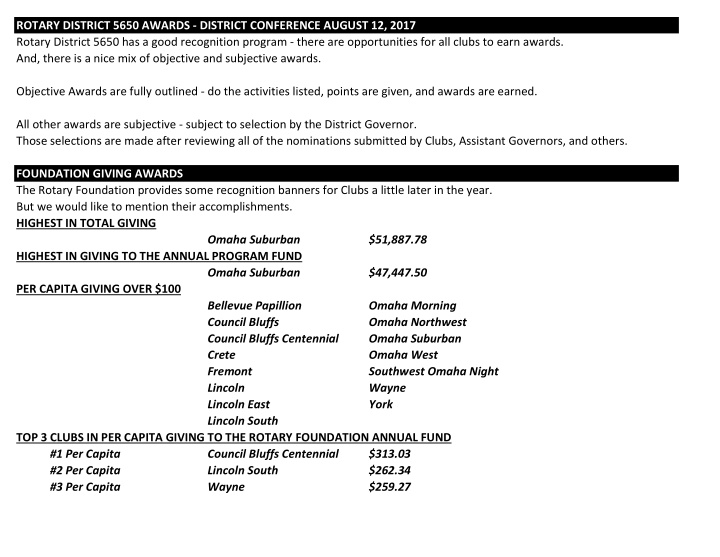 rotary district 5650 awards district conference august 12