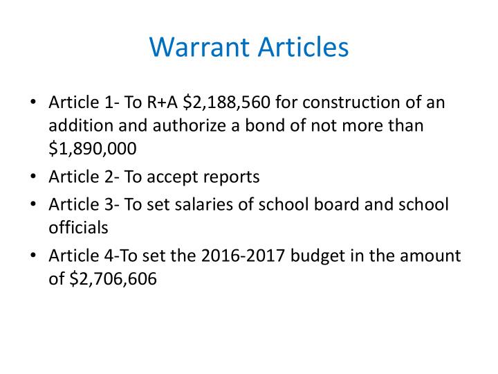 warrant articles