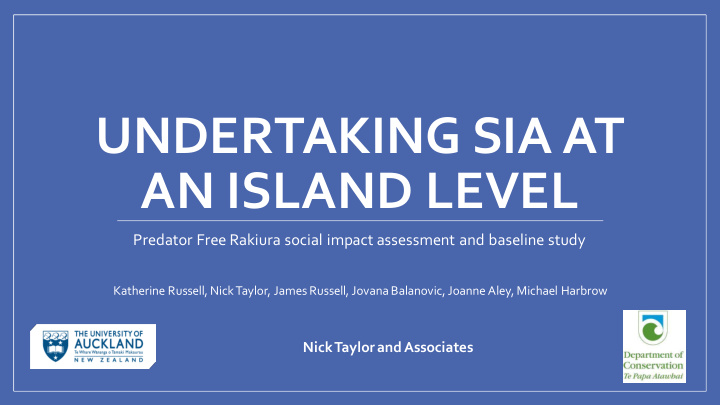 undertaking sia at an island level