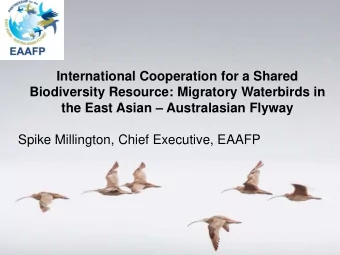Spike Millington, Chief Executive, EAAFP  Nine global flyways of migratory waterbirds  Minimum 50