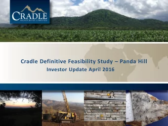 Panda Hill Niobium Cradle Definitive Feasibility Study  Panda Hill  Managing Director  E: