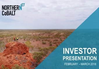 INVESTOR  PRESENTATION FEBRUARY  MARCH 2018  DISCLAIMER AND COMPETENT PERSONS STATEMENT  This