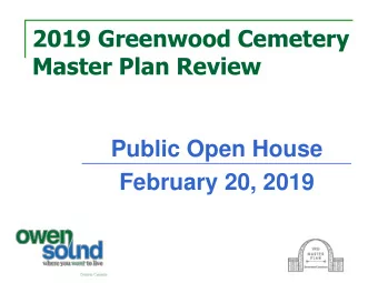 Master Plan Review  Public Open House  February 20, 2019  Agenda  Tonight:  Presentation