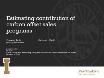 carbon offset sales  programs  Gregory Latta  University of Idaho  glatta@uidaho.edu  presented