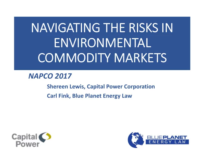 navigating the risks in environmental commodity markets