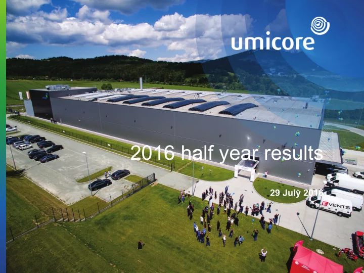 2016 half year results