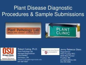 Procedures &amp; Sample Submissions  Robert Cating, Ph.D.  Jenny Rebecca Glass  Plant Pathology Lab