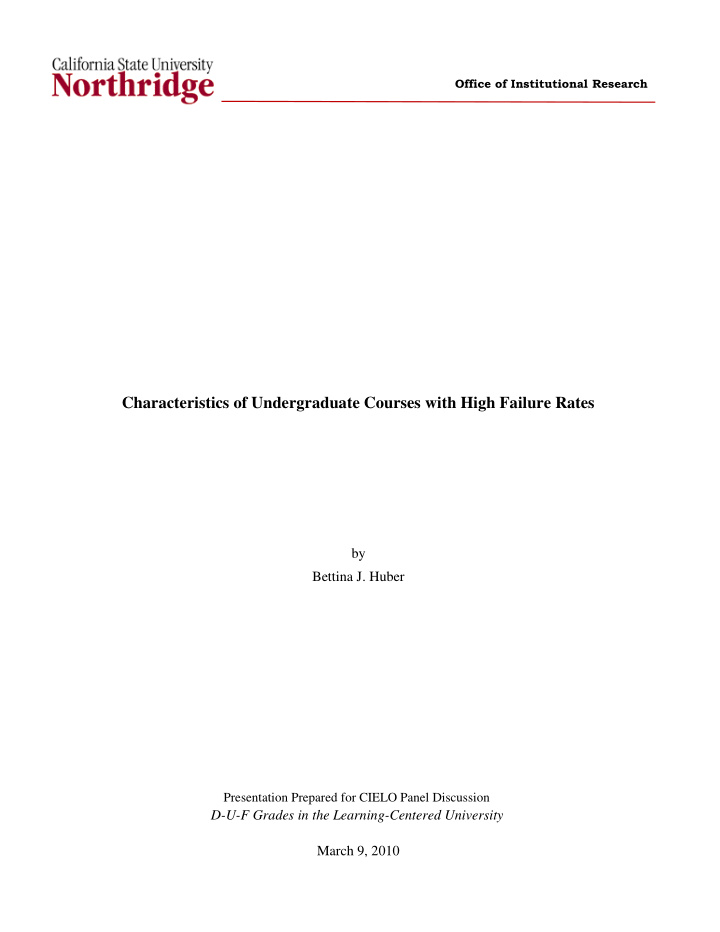 characteristics of undergraduate courses with high