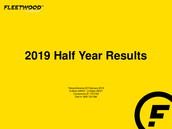 2019 half year results