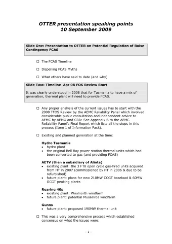 OTTER presentation speaking points  10 September 2009  Slide One: Presentation to OTTER on