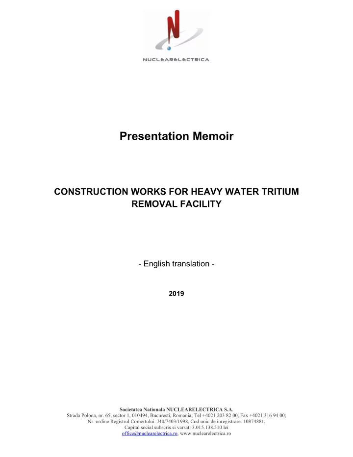 presentation memoir construction works for heavy water