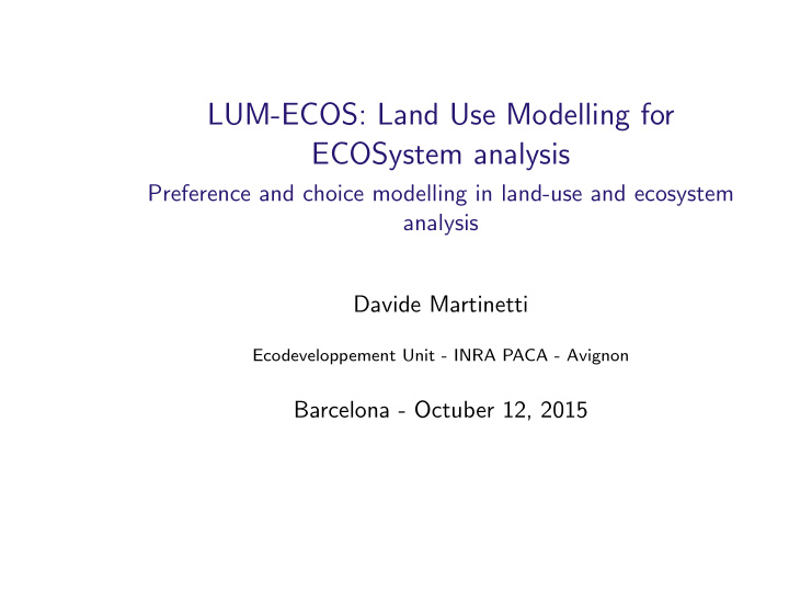 lum ecos land use modelling for ecosystem analysis