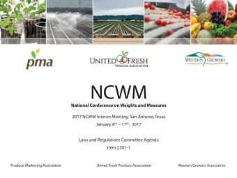 NCWM  National Conference on Weights and Measures  2017 NCWM Interim Meeting: San Antonio, Texas