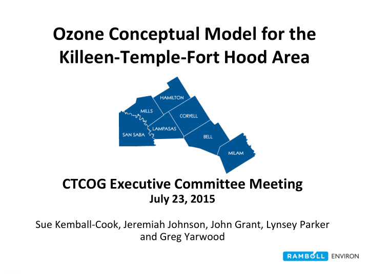 ozone conceptual model for the killeen temple fort hood