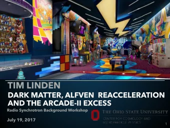 TIM LINDEN  DARK MATTER, ALFVEN  REACCELERATION  AND THE ARCADE-II EXCESS  Radio Synchrotron