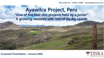 Corporate Presentation  January 2020  Disclaimer  This presentation does not constitute or form