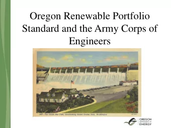 Standard and the Army Corps of  Engineers  Oregon RPS Hydropower  Hydroelectric efficiency