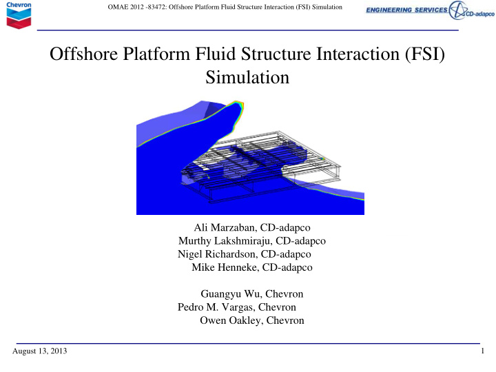 offshore platform fluid structure interaction fsi
