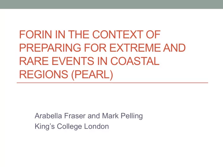 forin in the context of preparing for extreme and rare