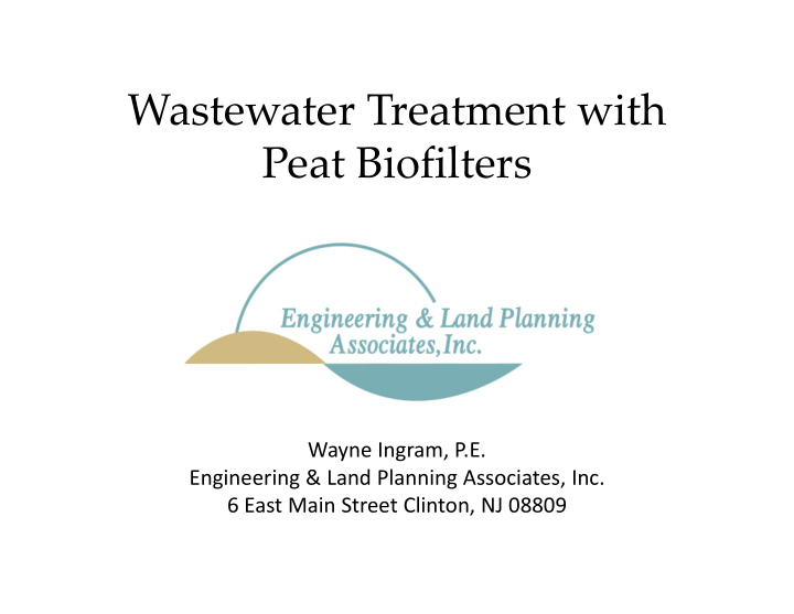 wastewater treatment with peat biofilters