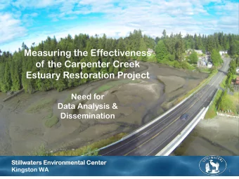 Estuary Restoration Project  Need for  Data Analysis &amp;  Dissemination  Stil  illwater  ters
