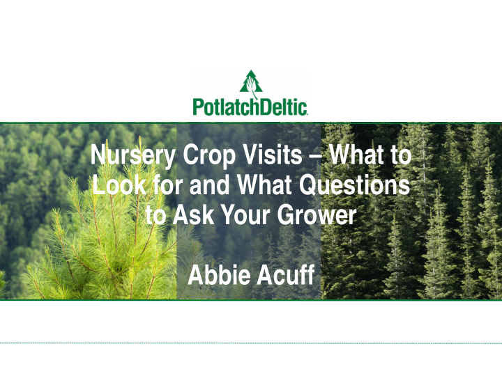 nursery crop visits what to look for and what questions