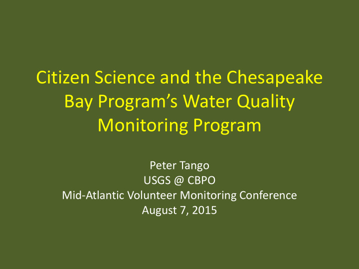 citizen science and the chesapeake