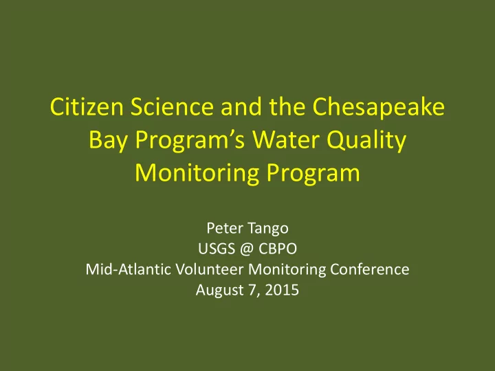 citizen science and the chesapeake