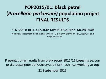 FINAL RESULTS  ELIZABETH BELL, CLAUDIA MISCHLER &amp; NIKKI MCARTHUR  Wildlife Management
