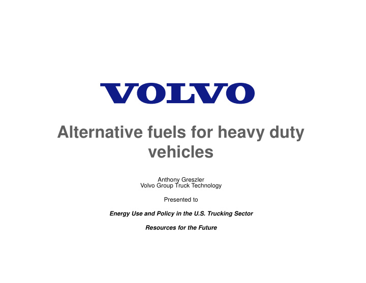 alternative fuels for heavy duty vehicles