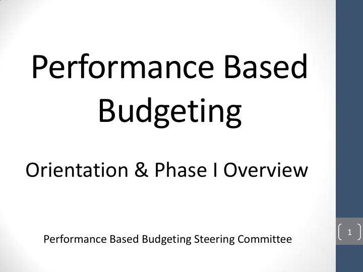 performance based budgeting