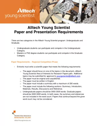 The following papers are not accepted: o Paper s submitted by students without a professors