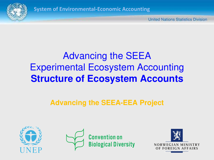 advancing the seea experimental ecosystem accounting