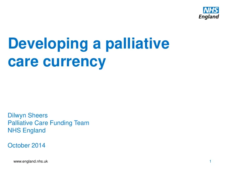 developing a palliative