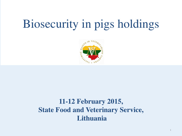 biosecurity in pigs holdings