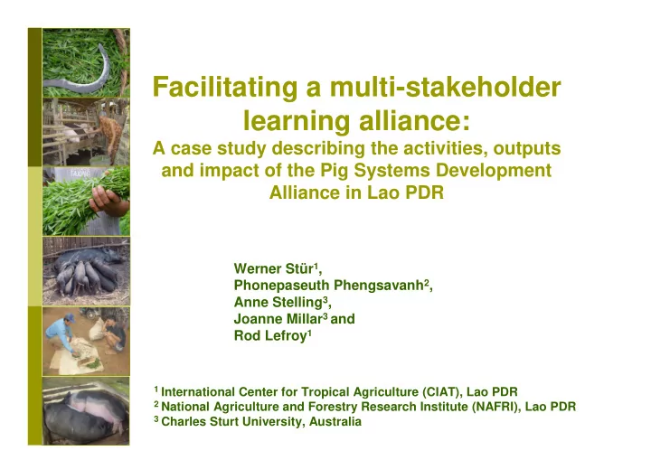 facilitating a multi stakeholder learning alliance