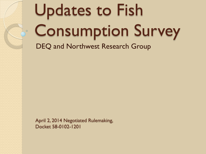updates to fish consumption survey