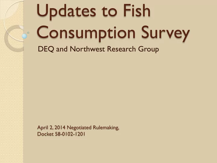 updates to fish consumption survey